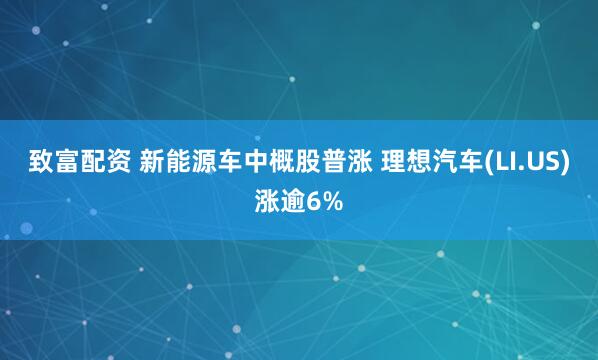 致富配资 新能源车中概股普涨 理想汽车(LI.US)涨逾6%